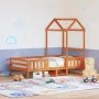Bed frame with solid pine wood roof in brown, 90x200 cm. by , Beds and slatted bases - Ref: Foro24-3282161, Price: 189,40 €, ...