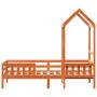 Bed frame with solid pine wood roof in brown, 90x200 cm. by , Beds and slatted bases - Ref: Foro24-3282161, Price: 189,40 €, ...