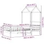 Bed frame with solid pine wood roof in brown, 90x200 cm. by , Beds and slatted bases - Ref: Foro24-3282161, Price: 189,40 €, ...