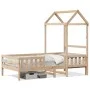 Bed frame with solid pine wood roof structure 75x190 cm by , Beds and slatted bases - Ref: Foro24-3282168, Price: 153,79 €, D...