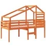 High bed with solid pine wood roof in brown wax 80x200 cm by , Beds and slatted bases - Ref: Foro24-3281976, Price: 231,06 €,...