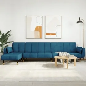 L-förmiges Schlafsofa blauer Samt 275x140x70 cm von , Sofas - Ref: Foro24-3157205, Preis: 452,59 €, Rabatt: %