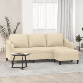 3-seater sofa with cream fabric ottoman 180 cm by , Sofas - Ref: Foro24-3201137, Price: 363,98 €, Discount: %
