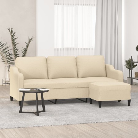 3-Sitzer-Sofa mit cremefarbenem Stoffhocker 180 cm von , Sofas - Ref: Foro24-3201137, Preis: 369,23 €, Rabatt: %