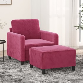 Sillón con taburete terciopelo rojo tinto 60 cm de , Sofás - Ref: Foro24-3201168, Precio: 216,72 €, Descuento: %