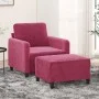 Sillón con taburete terciopelo rojo tinto 60 cm de , Sofás - Ref: Foro24-3201168, Precio: 208,64 €, Descuento: %