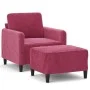 Sillón con taburete terciopelo rojo tinto 60 cm de , Sofás - Ref: Foro24-3201168, Precio: 208,64 €, Descuento: %