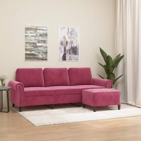 3-seater sofa with red velvet ottoman 180 cm by , Sofas - Ref: Foro24-3201219, Price: 337,43 €, Discount: %
