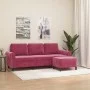 3-Sitzer-Sofa mit rotem Samthocker 180 cm von , Sofas - Ref: Foro24-3201219, Preis: 337,43 €, Rabatt: %