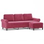 3-seater sofa with red velvet ottoman 180 cm by , Sofas - Ref: Foro24-3201219, Price: 349,50 €, Discount: %