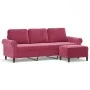 3-Sitzer-Sofa mit rotem Samthocker 180 cm von , Sofas - Ref: Foro24-3201219, Preis: 337,43 €, Rabatt: %
