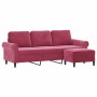 3-seater sofa with red velvet ottoman 180 cm by , Sofas - Ref: Foro24-3201219, Price: 349,50 €, Discount: %