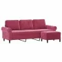 3-Sitzer-Sofa mit rotem Samthocker 180 cm von , Sofas - Ref: Foro24-3201219, Preis: 337,43 €, Rabatt: %