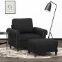 Sillón con taburete terciopelo negro 60 cm de , Sofás - Ref: Foro24-3201210, Precio: 219,17 €, Descuento: %