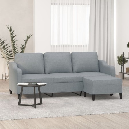 3-Sitzer-Sofa mit hellgrauem Stoffhocker 180 cm von , Sofas - Ref: Foro24-3201135, Preis: 294,77 €, Rabatt: %