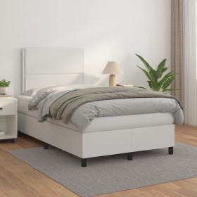 Box spring bed with white synthetic leather mattress 120x200 cm by , Beds and slatted bases - Ref: Foro24-3142774, Price: 409...