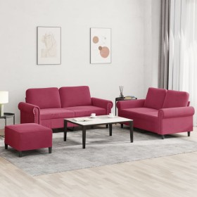 3-piece red velvet sofa set with cushions by , Sofas - Ref: Foro24-3202224, Price: 591,56 €, Discount: %