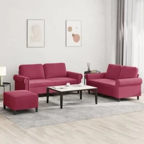 3-piece red velvet sofa set with cushions by , Sofas - Ref: Foro24-3202224, Price: 581,14 €, Discount: %