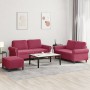3-piece red velvet sofa set with cushions by , Sofas - Ref: Foro24-3202224, Price: 591,56 €, Discount: %