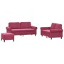 3-piece red velvet sofa set with cushions by , Sofas - Ref: Foro24-3202224, Price: 591,56 €, Discount: %