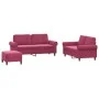 3-piece red velvet sofa set with cushions by , Sofas - Ref: Foro24-3202224, Price: 581,14 €, Discount: %