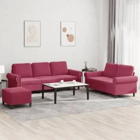 3-piece red velvet sofa set with cushions by , Sofas - Ref: Foro24-3202264, Price: 590,27 €, Discount: %