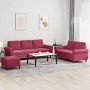 3-piece red velvet sofa set with cushions by , Sofas - Ref: Foro24-3202264, Price: 612,99 €, Discount: %