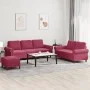 3-piece red velvet sofa set with cushions by , Sofas - Ref: Foro24-3202264, Price: 590,27 €, Discount: %