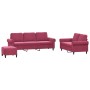 3-piece red velvet sofa set with cushions by , Sofas - Ref: Foro24-3202264, Price: 612,99 €, Discount: %