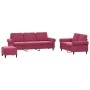 3-piece red velvet sofa set with cushions by , Sofas - Ref: Foro24-3202264, Price: 590,27 €, Discount: %