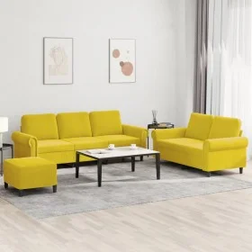 3-piece velvet yellow sofa set with cushions by , Sofas - Ref: Foro24-3202266, Price: 528,71 €, Discount: %