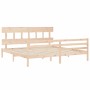 Double bed frame with solid wood headboard by vidaXL, Beds and slatted bases - Ref: Foro24-3195171, Price: 150,72 €, Discount: %