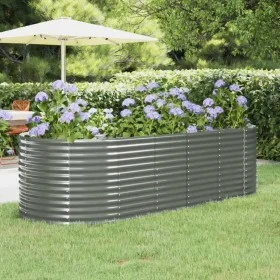 Steel powder-coated gray planter raised bed 249x100x68 cm by , Pots and planters - Ref: Foro24-319064, Price: 120,88 €, Disco...
