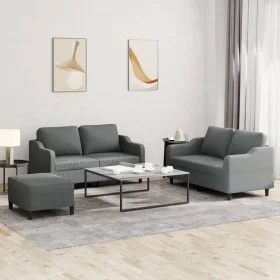 Three-piece dark gray fabric sofa set with cushions by , Sofas - Ref: Foro24-3201811, Price: 447,55 €, Discount: %