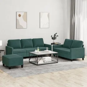 Set of sofas with 3 dark green velvet cushions by , Sofas - Ref: Foro24-3201528, Price: 535,38 €, Discount: %