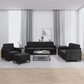 4-piece black velvet sofa set by , Sofas - Ref: Foro24-3201949, Price: 658,30 €, Discount: %