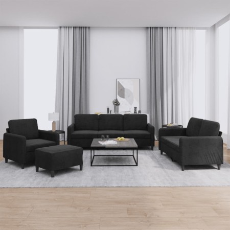 4-piece black velvet sofa set by , Sofas - Ref: Foro24-3201949, Price: 657,85 €, Discount: %
