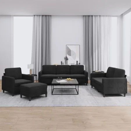 Juego de sofás 4 piezas terciopelo negro de , Sofás - Ref: Foro24-3201949, Precio: 658,26 €, Descuento: %