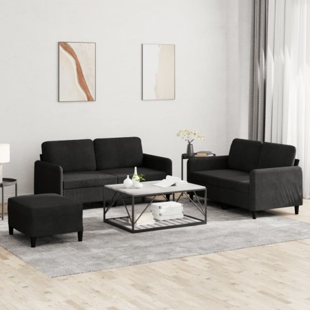 3-piece black velvet sofa set by , Sofas - Ref: Foro24-3201989, Price: 452,98 €, Discount: %