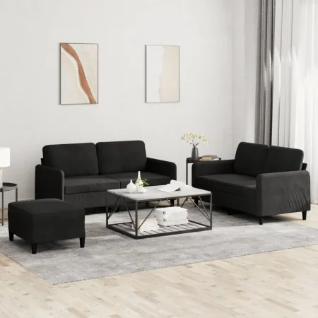 Set mit 3 teiligen Sofas aus schwarzem Samt von , Sofas - Ref: Foro24-3201989, Preis: 446,30 €, Rabatt: %