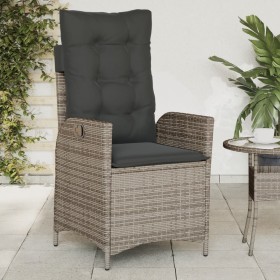 Reclining garden armchair with gray synthetic rattan cushions by , Garden chairs - Ref: Foro24-365259, Price: 119,83 €, Disco...