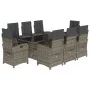 Garden dining set 9 pieces and gray synthetic rattan cushions by , Garden sets - Ref: Foro24-3212258, Price: 1,00 €, Discount: %