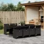 Set de comedor de jardín 9 pzas y cojines ratán sintético negro de , Conjuntos de jardín - Ref: Foro24-3210559, Precio: 687,8...
