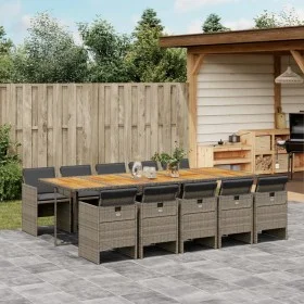 11-piece garden dining set with gray synthetic rattan cushions by , Garden sets - Ref: Foro24-3210578, Price: 994,85 €, Disco...