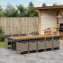 Set de comedor de jardín 11 pzas y cojines ratán sintético gris