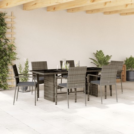 Garden dining set 7 pieces and gray synthetic rattan cushions by , Garden sets - Ref: Foro24-3213496, Price: 520,82 €, Discou...