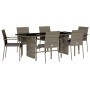 Garden dining set 7 pieces and gray synthetic rattan cushions by , Garden sets - Ref: Foro24-3213496, Price: 520,82 €, Discou...