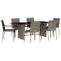 Garden dining set 7 pieces and gray synthetic rattan cushions by , Garden sets - Ref: Foro24-3213496, Price: 520,87 €, Discou...