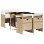 5-piece garden dining set with beige synthetic rattan cushions. by , Garden sets - Ref: Foro24-3210538, Price: 357,85 €, Disc...