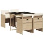 Garten-Essgruppe 5-teilig mit Kissen aus synthetischem Rattan in Beige. von , Gartensets - Ref: Foro24-3210538, Preis: 288,63...